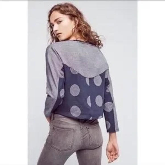 Anthropologie, 9-H15 STCL Polka Dot crop shirt. C5 - Picture 2 of 11